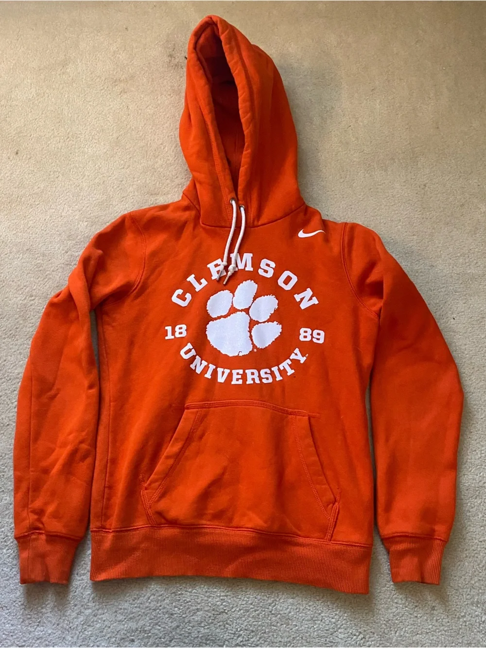 Nike Clemson Tigers Hoodie Youth S Orange Paw Logo Pullover NCAA Football Kids